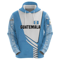Guatemala Cute Quetzal Bird Zip Hoodie with Blue White Flag Colors and Tribal Pattern Design - Wonder Print Shop