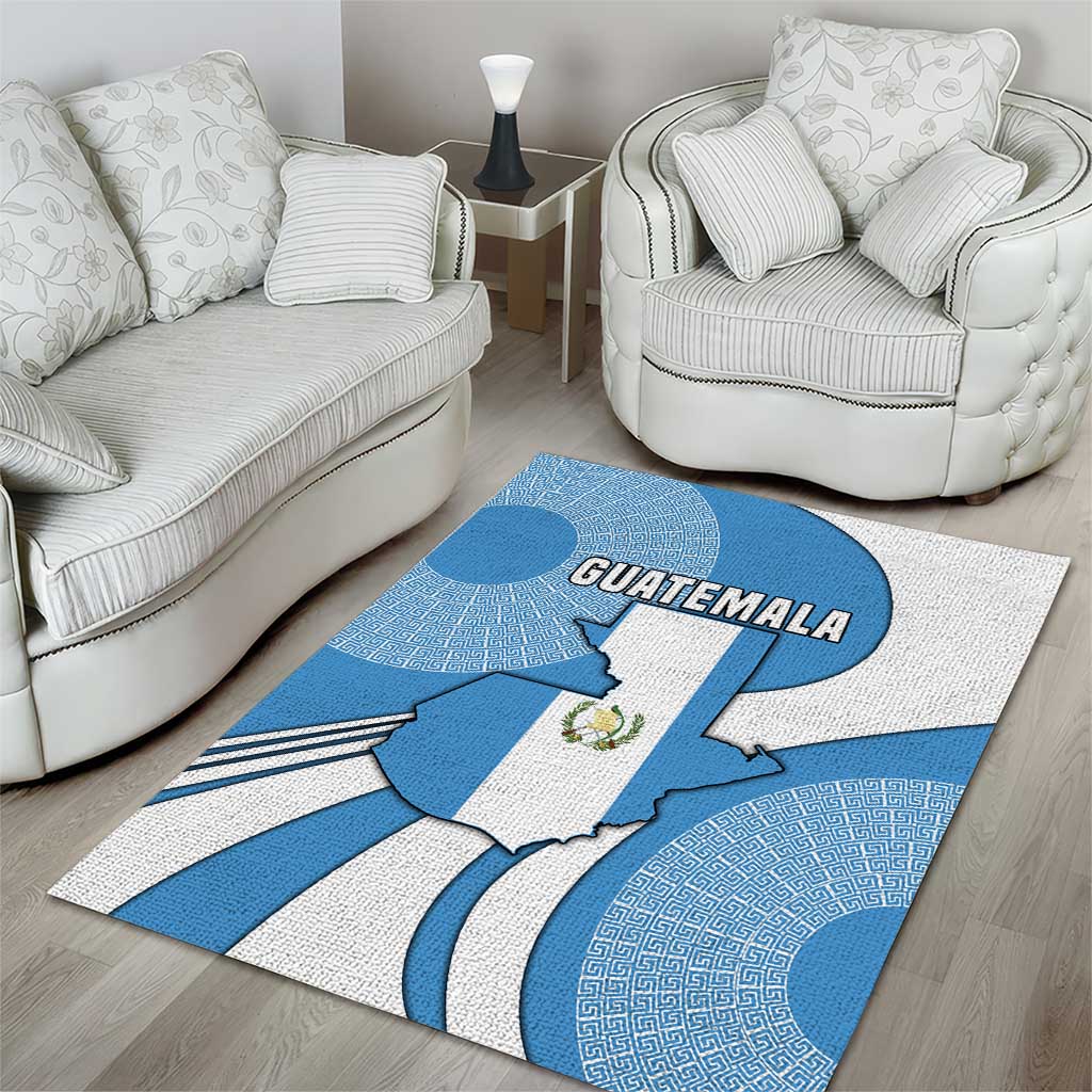 Guatemala Flag Map Area Rug with Blue White Swirl and Geometric Pattern Design - Wonder Print Shop