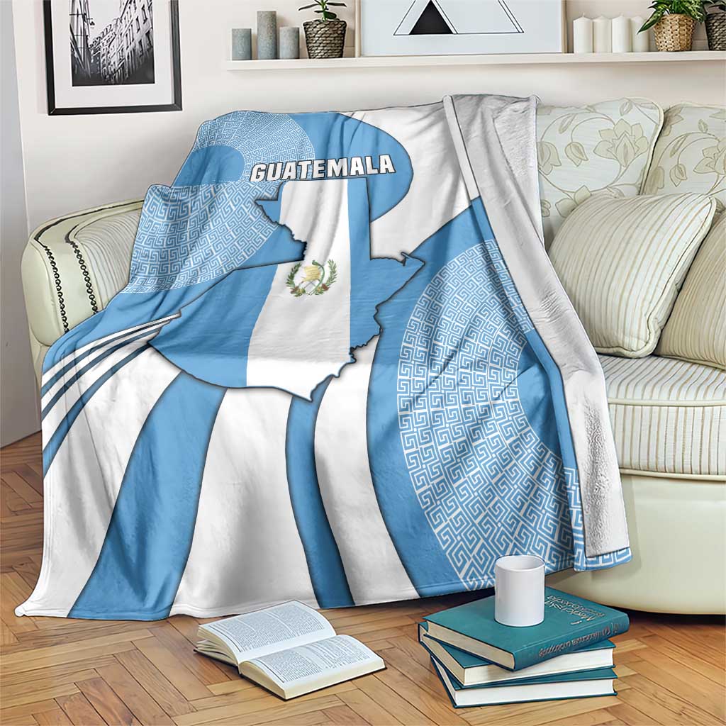 Guatemala Flag Map Blanket with Blue White Swirl and Geometric Pattern Design - Wonder Print Shop