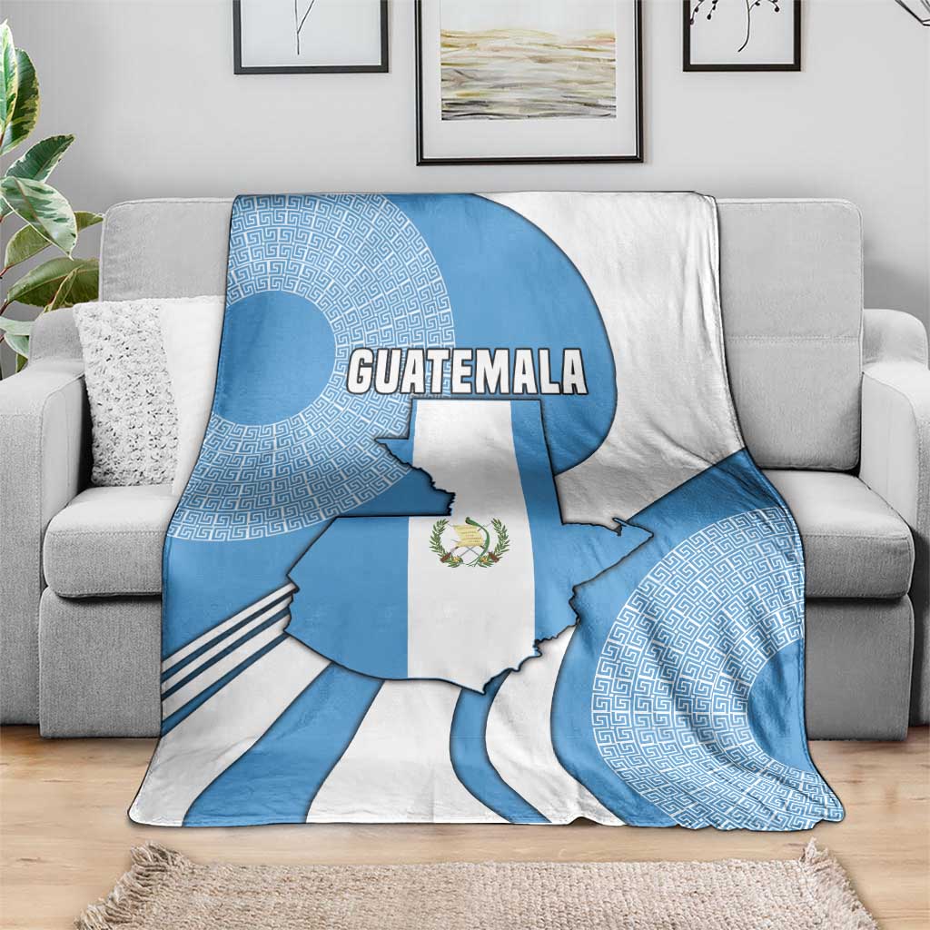 Guatemala Flag Map Blanket with Blue White Swirl and Geometric Pattern Design - Wonder Print Shop
