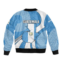 Guatemala Flag Map Bomber Jacket with Blue White Swirl and Geometric Pattern Design - Wonder Print Shop