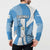 Guatemala Flag Map Button Sweatshirt with Blue White Swirl and Geometric Pattern Design - Wonder Print Shop