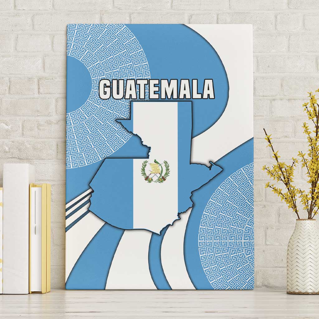 Guatemala Flag Map Canvas Wall Art with Blue White Swirl and Geometric Pattern Design - Wonder Print Shop