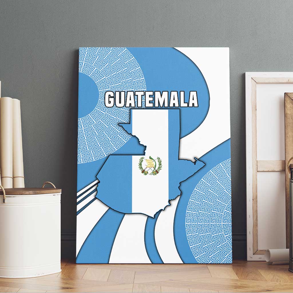 Guatemala Flag Map Canvas Wall Art with Blue White Swirl and Geometric Pattern Design - Wonder Print Shop
