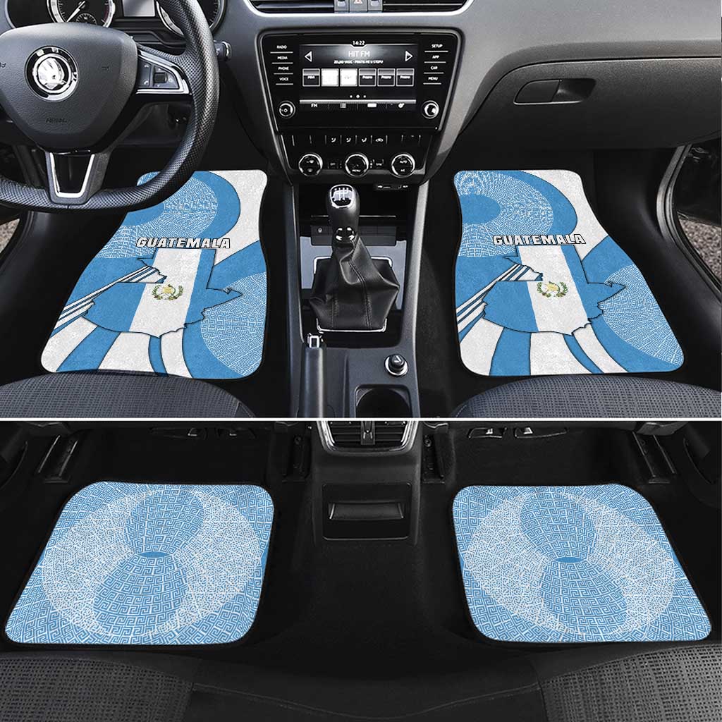 Guatemala Flag Map Car Mats with Blue White Swirl and Geometric Pattern Design - Wonder Print Shop