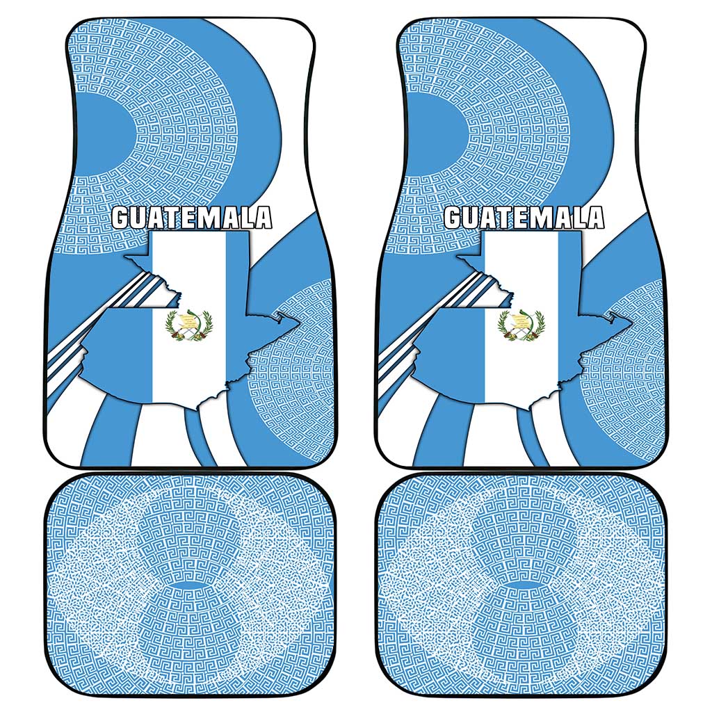 Guatemala Flag Map Car Mats with Blue White Swirl and Geometric Pattern Design - Wonder Print Shop