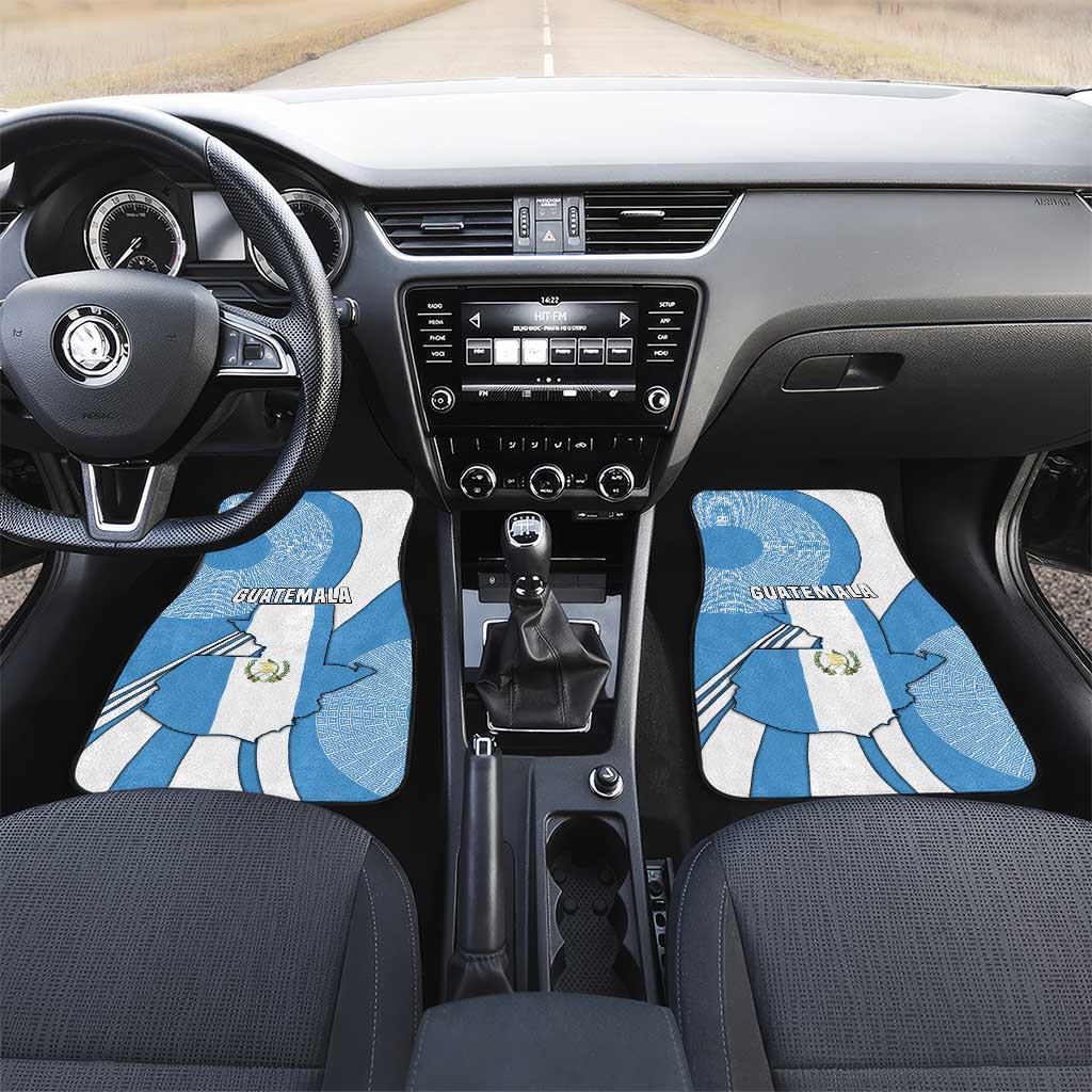 Guatemala Flag Map Car Mats with Blue White Swirl and Geometric Pattern Design - Wonder Print Shop