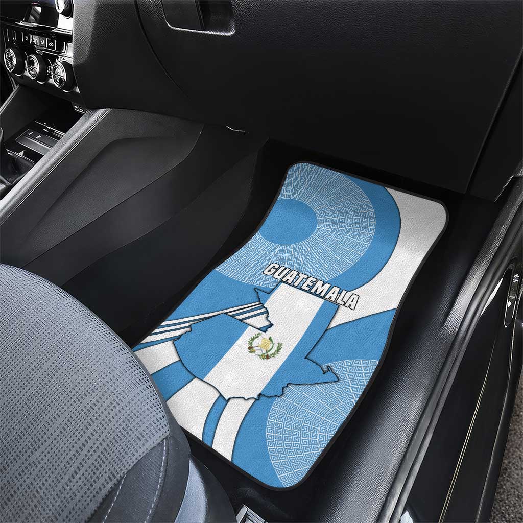 Guatemala Flag Map Car Mats with Blue White Swirl and Geometric Pattern Design - Wonder Print Shop