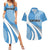 Guatemala Flag Map Couples Matching Summer Maxi Dress and Hawaiian Shirt with Blue White Swirl and Geometric Pattern Design - Wonder Print Shop