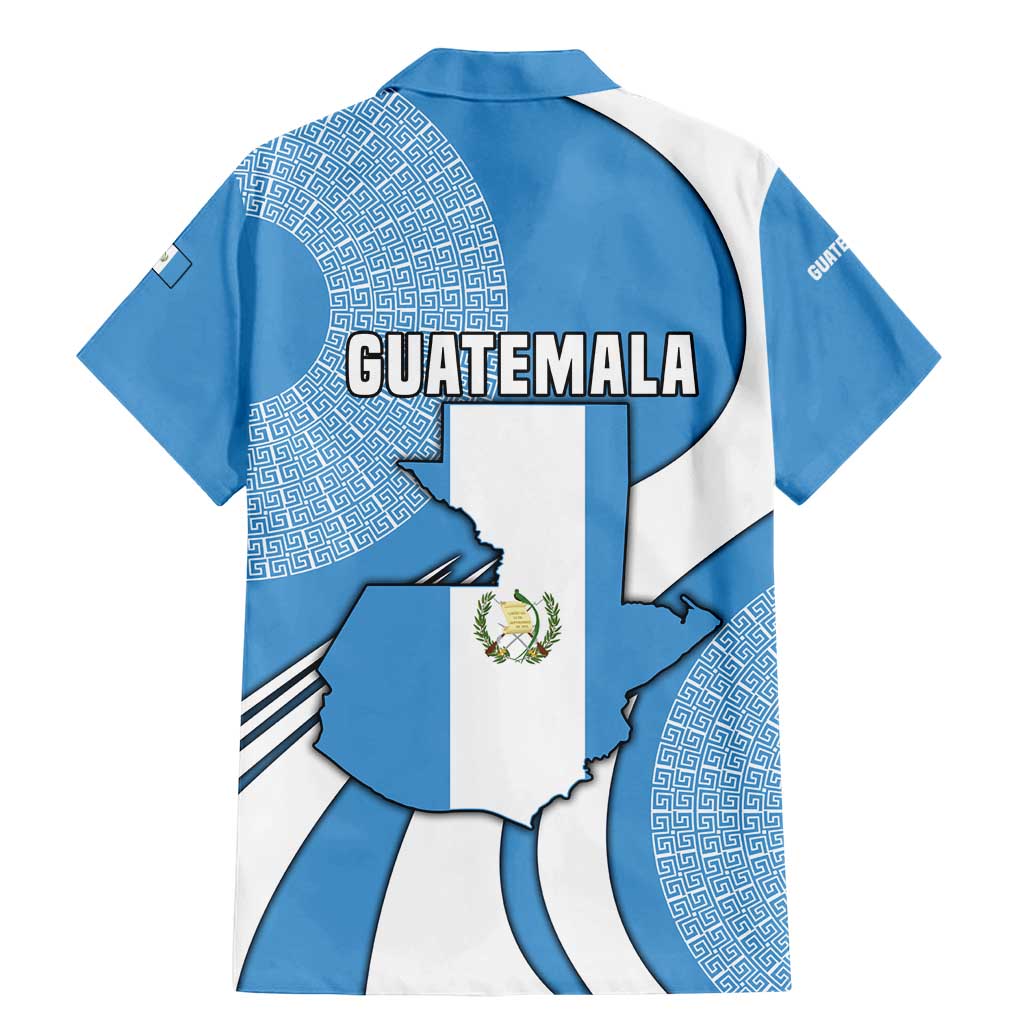 Guatemala Flag Map Family Matching Mermaid Dress and Hawaiian Shirt with Blue White Swirl and Geometric Pattern Design - Wonder Print Shop