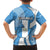 Guatemala Flag Map Family Matching Off The Shoulder Long Sleeve Dress and Hawaiian Shirt with Blue White Swirl and Geometric Pattern Design - Wonder Print Shop