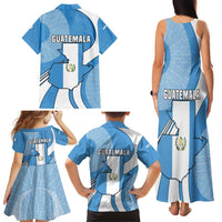 Guatemala Flag Map Family Matching Tank Maxi Dress and Hawaiian Shirt with Blue White Swirl and Geometric Pattern Design - Wonder Print Shop