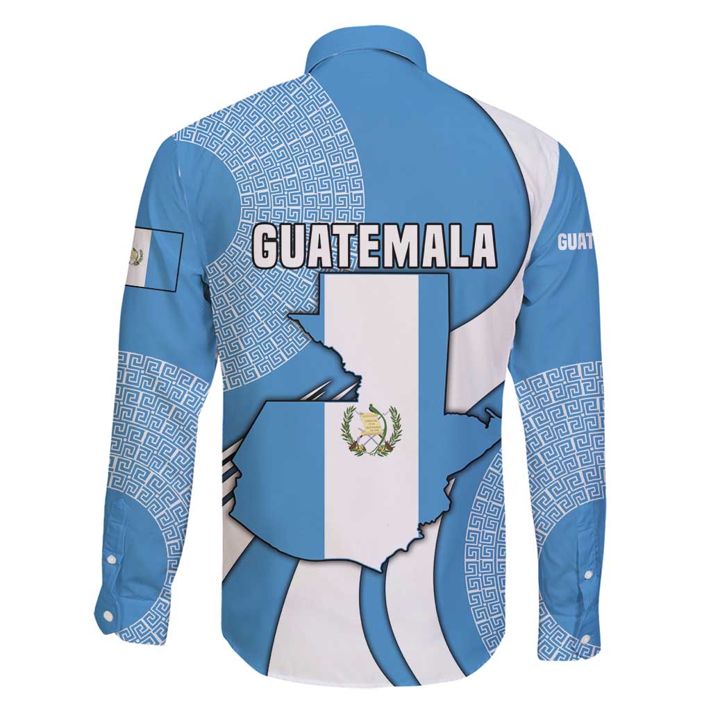 Guatemala Flag Map Family Matching Tank Maxi Dress and Hawaiian Shirt with Blue White Swirl and Geometric Pattern Design - Wonder Print Shop