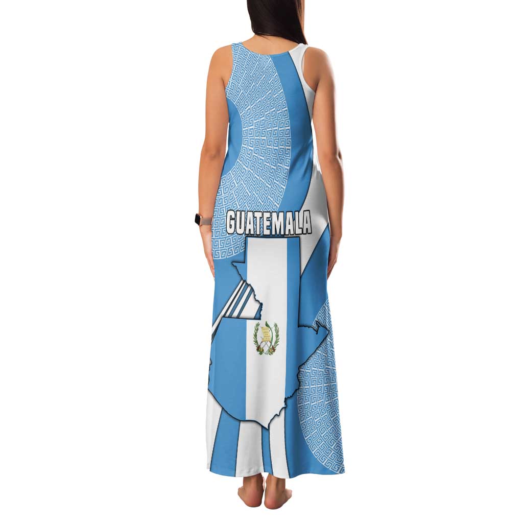 Guatemala Flag Map Family Matching Tank Maxi Dress and Hawaiian Shirt with Blue White Swirl and Geometric Pattern Design - Wonder Print Shop