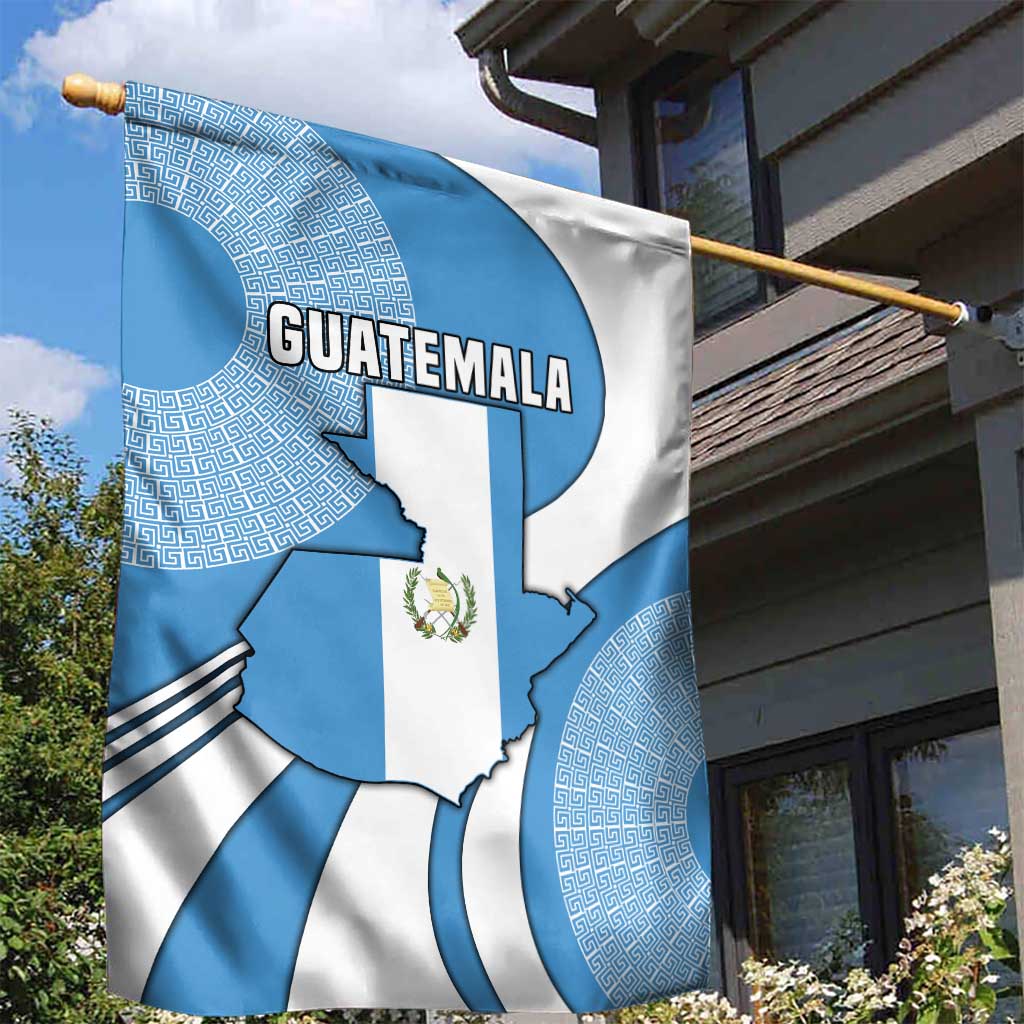 Guatemala Flag Map Garden Flag with Blue White Swirl and Geometric Pattern Design - Wonder Print Shop