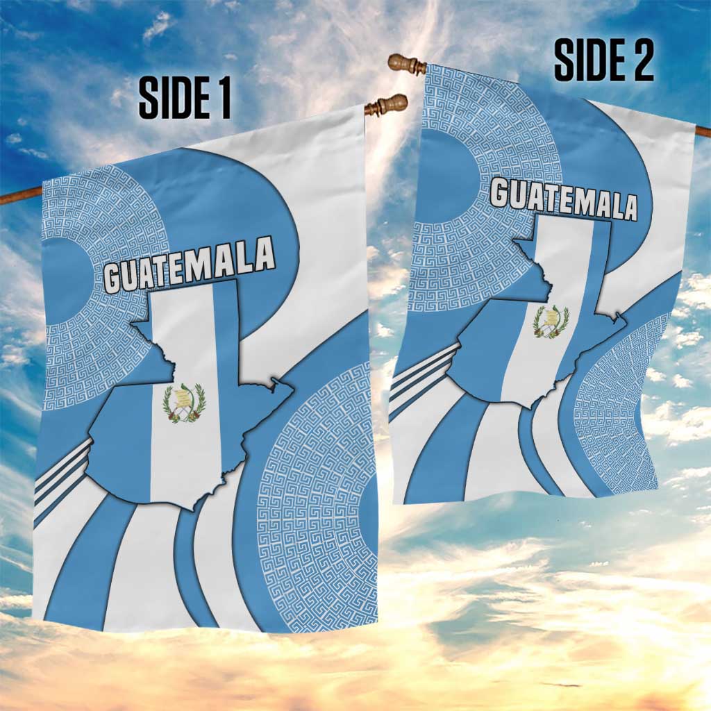 Guatemala Flag Map Garden Flag with Blue White Swirl and Geometric Pattern Design - Wonder Print Shop