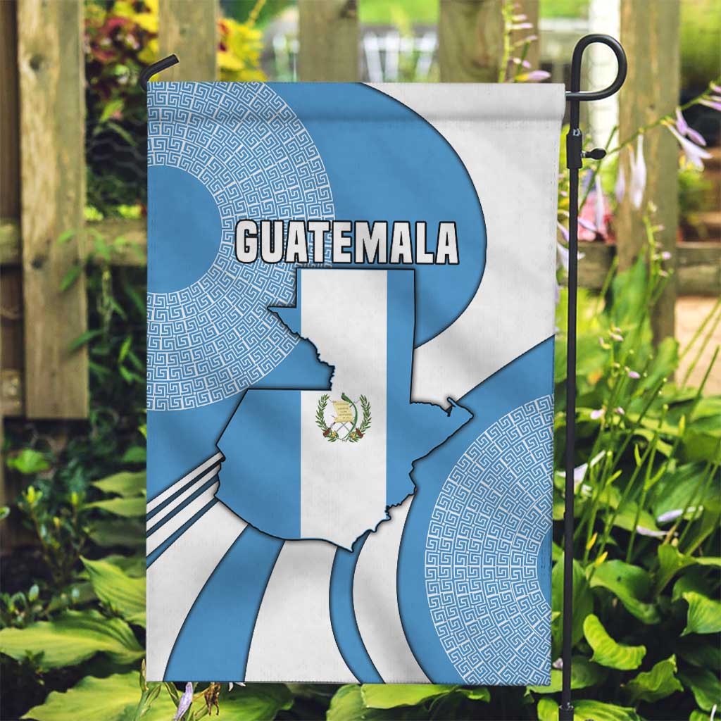 Guatemala Flag Map Garden Flag with Blue White Swirl and Geometric Pattern Design - Wonder Print Shop