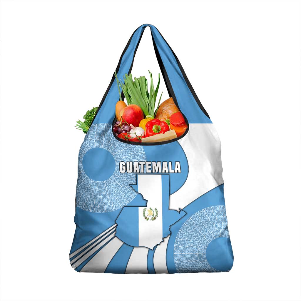 Guatemala Flag Map Grocery Bag with Blue White Swirl and Geometric Pattern Design - Wonder Print Shop