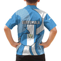 Guatemala Flag Map Hawaiian Shirt with Blue White Swirl and Geometric Pattern Design - Wonder Print Shop