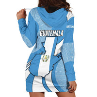 Guatemala Flag Map Hoodie Dress with Blue White Swirl and Geometric Pattern Design - Wonder Print Shop