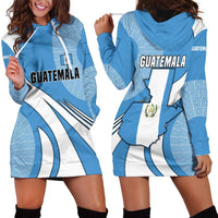 Guatemala Flag Map Hoodie Dress with Blue White Swirl and Geometric Pattern Design - Wonder Print Shop