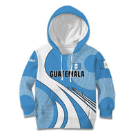 Guatemala Flag Map Kid Hoodie with Blue White Swirl and Geometric Pattern Design - Wonder Print Shop