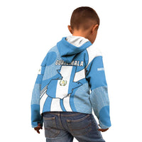 Guatemala Flag Map Kid Hoodie with Blue White Swirl and Geometric Pattern Design - Wonder Print Shop