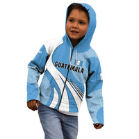 Guatemala Flag Map Kid Hoodie with Blue White Swirl and Geometric Pattern Design - Wonder Print Shop