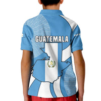 Guatemala Flag Map Kid Polo Shirt with Blue White Swirl and Geometric Pattern Design - Wonder Print Shop
