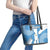 Guatemala Flag Map Leather Tote Bag with Blue White Swirl and Geometric Pattern Design - Wonder Print Shop