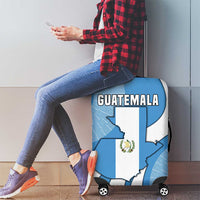 Guatemala Flag Map Luggage Cover with Blue White Swirl and Geometric Pattern Design - Wonder Print Shop