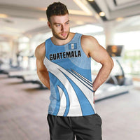 Guatemala Flag Map Men Tank Top with Blue White Swirl and Geometric Pattern Design - Wonder Print Shop