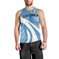 Guatemala Flag Map Men Tank Top with Blue White Swirl and Geometric Pattern Design - Wonder Print Shop