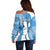Guatemala Flag Map Off Shoulder Sweater with Blue White Swirl and Geometric Pattern Design - Wonder Print Shop