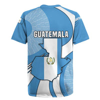 Guatemala Flag Map Rugby Jersey with Blue White Swirl and Geometric Pattern Design - Wonder Print Shop