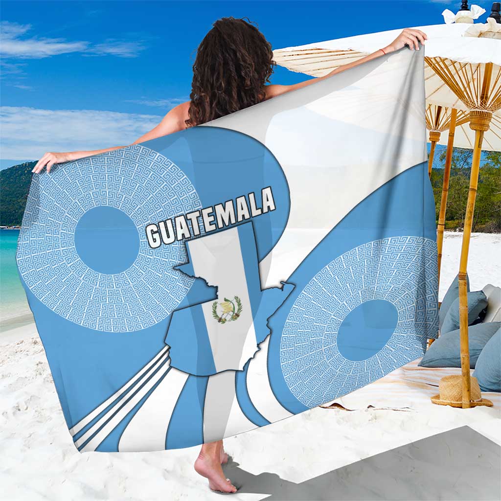 Guatemala Flag Map Sarong with Blue White Swirl and Geometric Pattern Design - Wonder Print Shop