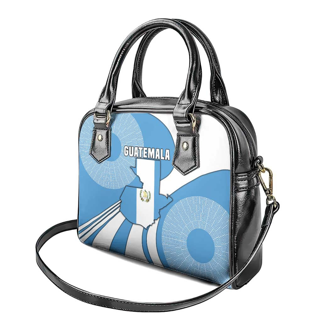 Guatemala Flag Map Shoulder Handbag with Blue White Swirl and Geometric Pattern Design - Wonder Print Shop
