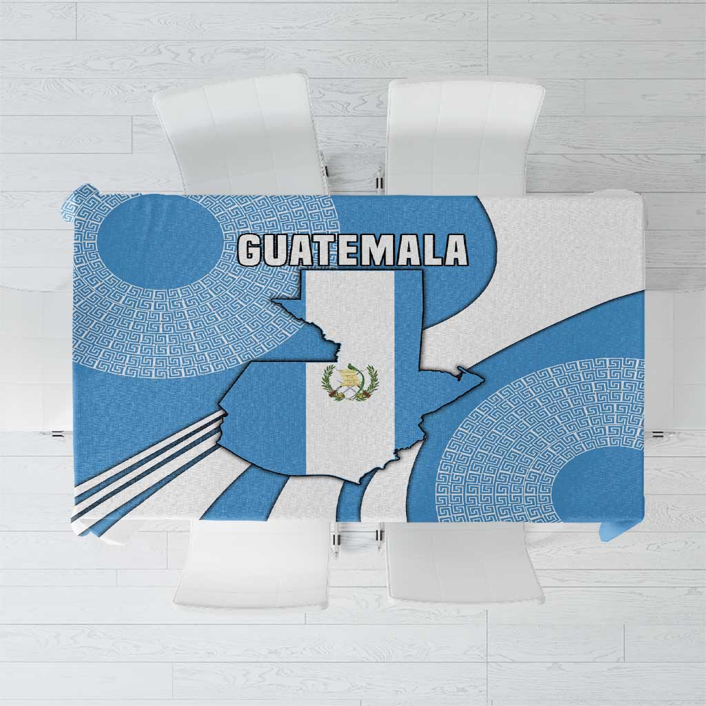 Guatemala Flag Map Tablecloth with Blue White Swirl and Geometric Pattern Design - Wonder Print Shop
