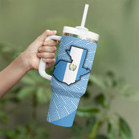 Guatemala Flag Map Tumbler With Handle with Blue White Swirl and Geometric Pattern Design - Wonder Print Shop