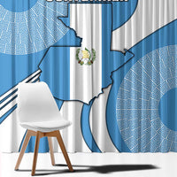 Guatemala Flag Map Window Curtain with Blue White Swirl and Geometric Pattern Design - Wonder Print Shop