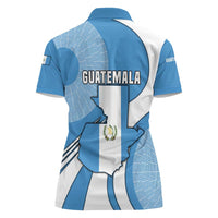 Guatemala Flag Map Women Polo Shirt with Blue White Swirl and Geometric Pattern Design - Wonder Print Shop