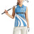 Guatemala Flag Map Women Sleeveless Polo Shirt with Blue White Swirl and Geometric Pattern Design - Wonder Print Shop