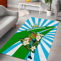 Nicaragua National Bird Area Rug with White Flor de Sacuanjoche and Blue Stripe Design - Wonder Print Shop