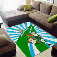 Nicaragua National Bird Area Rug with White Flor de Sacuanjoche and Blue Stripe Design - Wonder Print Shop