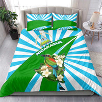 Nicaragua National Bird Bedding Set with White Flor de Sacuanjoche and Blue Stripe Design - Wonder Print Shop