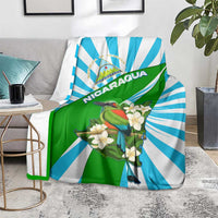 Nicaragua National Bird Blanket with White Flor de Sacuanjoche and Blue Stripe Design - Wonder Print Shop