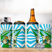 Nicaragua National Bird 4 in 1 Can Cooler Tumbler with White Flor de Sacuanjoche and Blue Stripe Design - Wonder Print Shop
