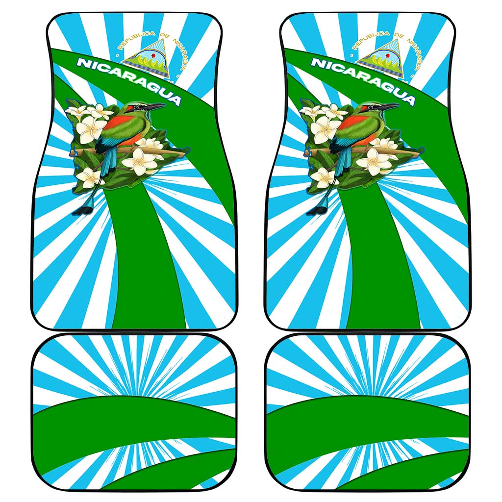 Nicaragua National Bird Car Mats with White Flor de Sacuanjoche and Blue Stripe Design - Wonder Print Shop