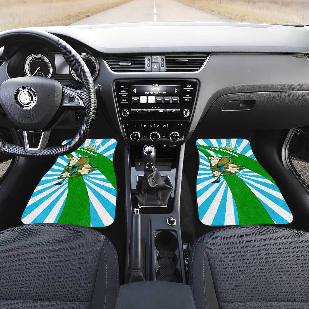 Nicaragua National Bird Car Mats with White Flor de Sacuanjoche and Blue Stripe Design - Wonder Print Shop