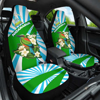 Nicaragua National Bird Car Seat Cover with White Flor de Sacuanjoche and Blue Stripe Design - Wonder Print Shop